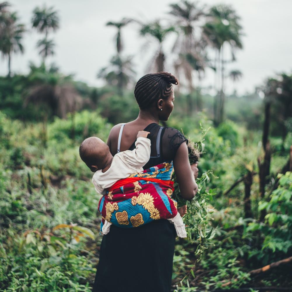 baby being carried on back